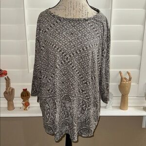 Lucky Brand Boho Paisley Border Print Top